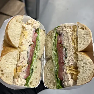 two halves of a sandwich