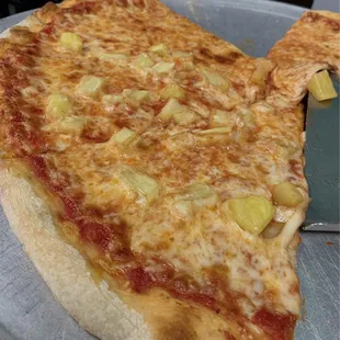 Thin crust half cheese, half pineapple