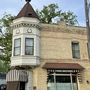 Exterior of Three Brothers restaurant in Milwaukee, WI.