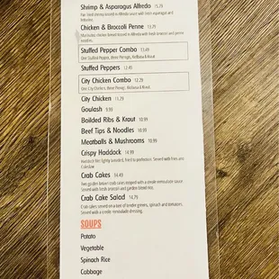 menu