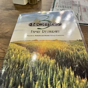 a table with a menu on it