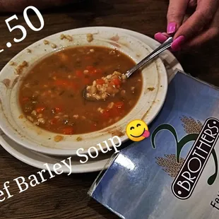 $ 1 50 beef barley soup