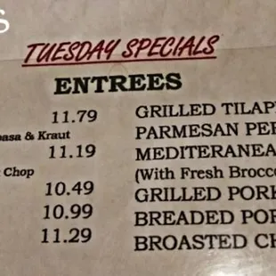 menu
