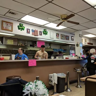 Counter by the grill.