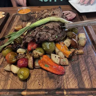 Skirt Steak with Charred Peppers