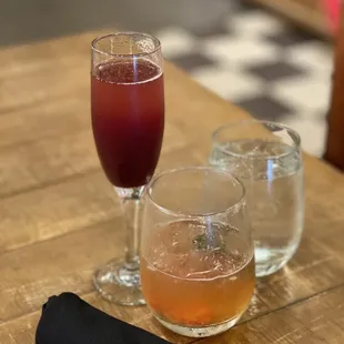 Blueberry mimosa (soooo goooooood) and sunset boulevard