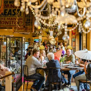 a group of people sitting at a table