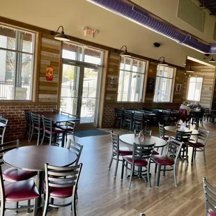 tables and chairs in a restaurant