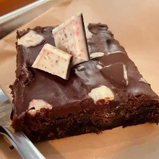 Peppermint bark brownie