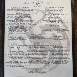 Food menu- changes seasonally