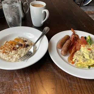 two plates of food on a table