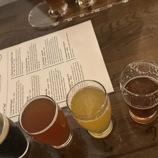 Flight ( Stout, Irish red ale, hazy ipa and a brown ale (left to right)