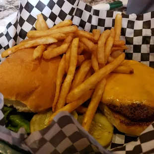 $2.50 burger with cheese and fries