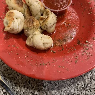 Garlic knots.  We'd already eaten some before I took the pic. #sorrynotsorry