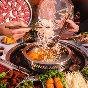 Noodles, Fried Buns, Boneless Short Rib, and other items for Hot Pot &amp; BBQ