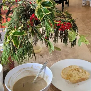 Mushroom leek vegetarian soup. Yum.