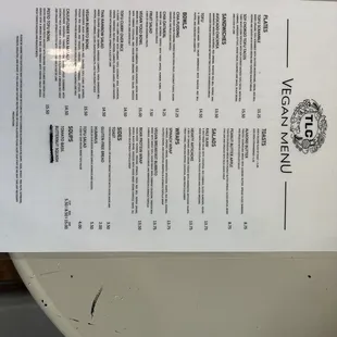 Menu and bowls