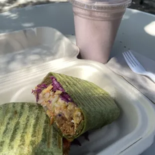 Hannah Banana Smoothie and Breakfast Burrito