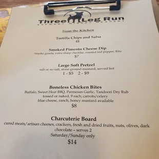 a menu on a table