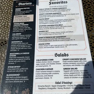 a menu on a table
