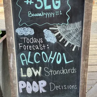 a chalk board with a message
