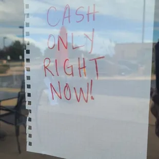 Cash Only Right Now  10-11-2023