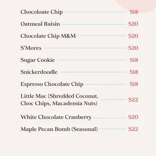 Menu and pricing