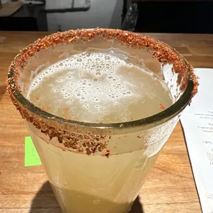 Avocado+chile with a tajin rim; added lemon to it. Refreshing