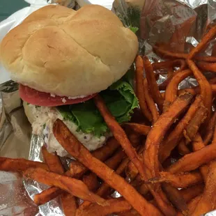 Chicken Salad Sandwich &amp; Sweet Potato Fries