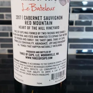 a bottle of cabernet sauvignon