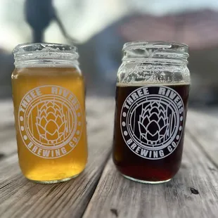 two jars of beer