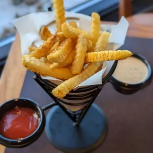 Seasoned Fries and Dipping Sauce