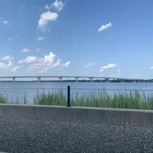 Sitting at a picnic table enjoying the view!