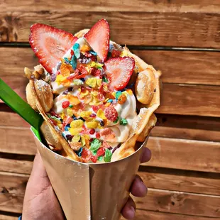 Fruity pebble waffle