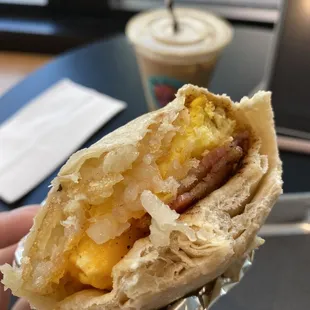 San Clemente breakfast burrito added bacon