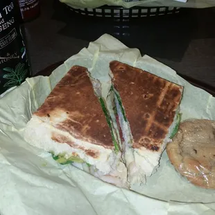 Turkey avocado club panini