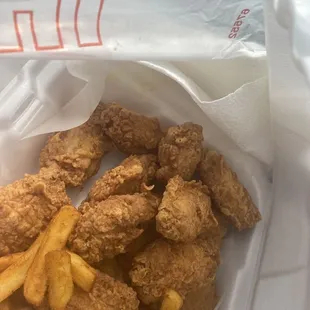 What's left of my fries and chicken?