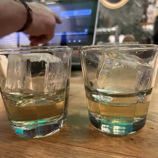 Whiskey rocks with big ice
