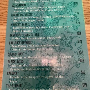 Menu - As of 4/30/22