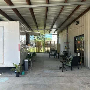 a covered patio area
