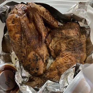 BBQ chicken delicious with the hot bbq sauce