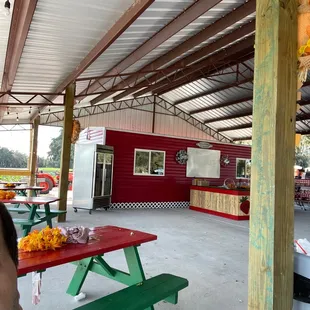 a man sitting at a picnic table