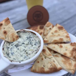 Warm spinach artichoke dip.