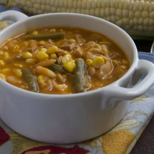 Brunswick Stew with Chicken, Sweet Corn, and Smoked Paprika. A smoky classic features fresh sweet corn, pastured chicken, green &amp; lima beans