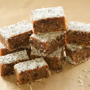 Made from dried plums and Medjool dates, Artisana coconut butter and coconut oil, dried coconut, sea salt, orange juice and zest, t