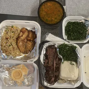 Beef Rib Choma, lentil soup, Grilled Tilapia