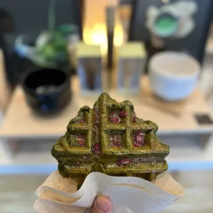Matcha mochi waffle