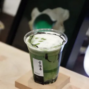 Matcha black sesame latte