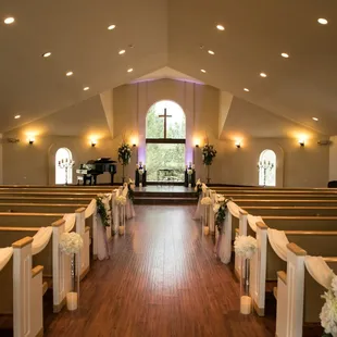 Inside the chapel. All decor here is included in venue.