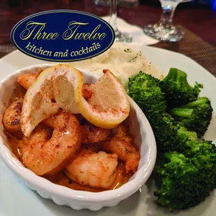 New menu item- cajun shrimp is perfectly spiced.